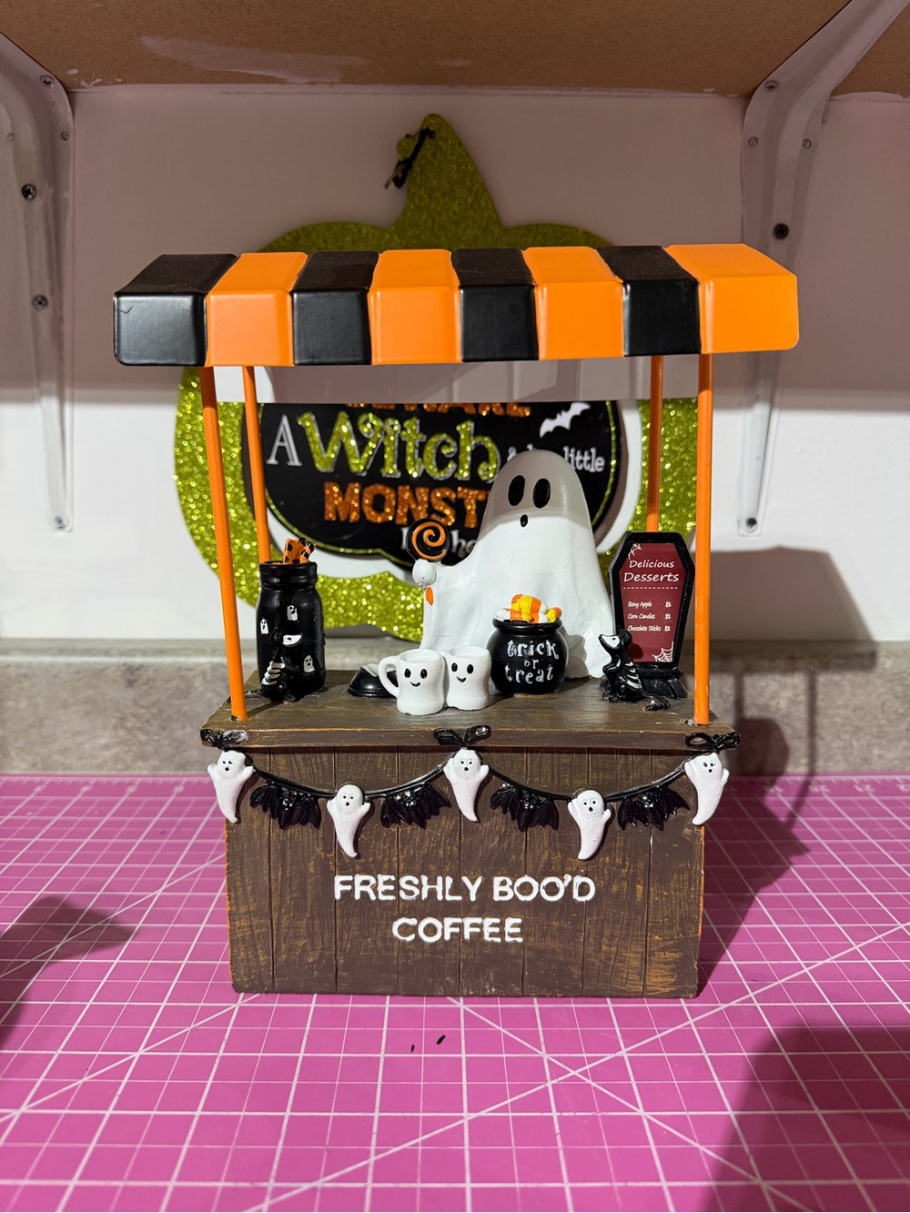 Marshalls Orange & Black Halloween 'Freshly Boo'd Coffee' Tabletop Stand